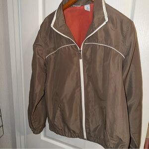 Kim Rogers Womens Xl Tan Lounge Track Zipper Mesh  Jacket Vs7